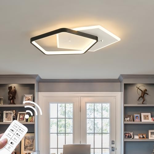 Modern LED Ceiling Light Fixture Dimmable Black Flush Mount Ceiling Lamp