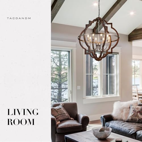 8 Light Farmhouse Chandelier Wood Pendant Light Fixtures
