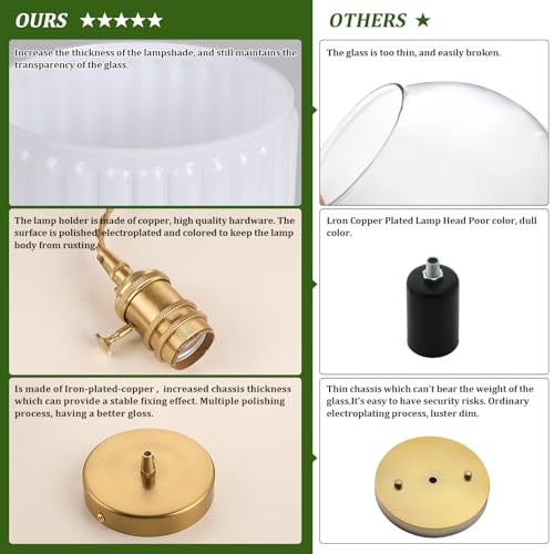 Pendant Light 2 Pack with White Striped Glass Lmapshade (2 Count)