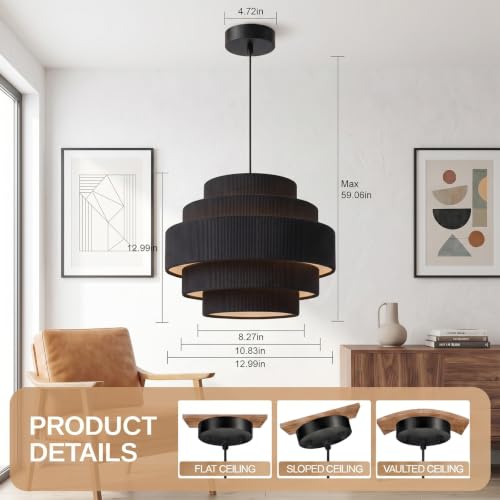 5 Tier Corduroy Pendant Light for Kitchen Island