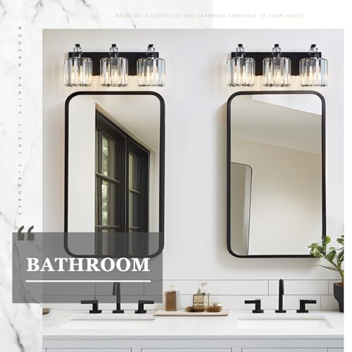 3 Light Black Bathroom Light Fixture Modern Vanity Lights Over Mirror Vintage Wall Sconce Lighting for Bathroom