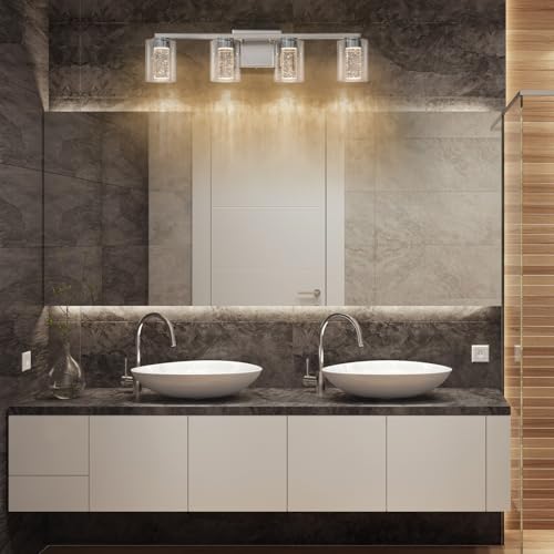 4 Light Brushed Nickel Vanity Light with 3 Color Modes