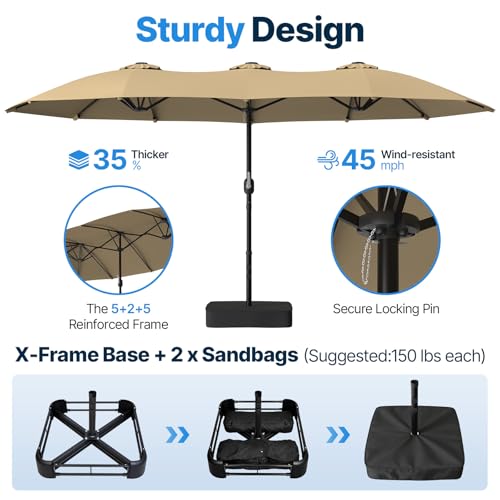 15x9ft Patio Umbrella with Base Included