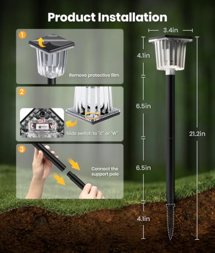 Super Bright Outdoor Solar Lights for Yard Powered 6 Pack (6 Count)