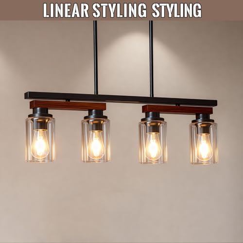 4 Light Black Linear Chandelier (4 Count)