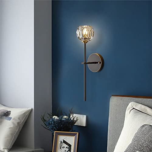 Postmodern K9 Crystal Wall Lamp Simple Modern Creative Wall Sconces Black Finish Plus Long Diamond Wall Lighting Fixtures for Living Room Dining Room Corridor Bedroom