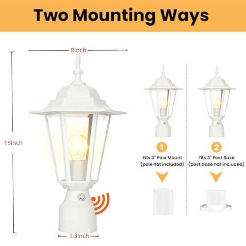 15"H Dusk to Dawn Outdoor Lamp Post Light (2 Count)