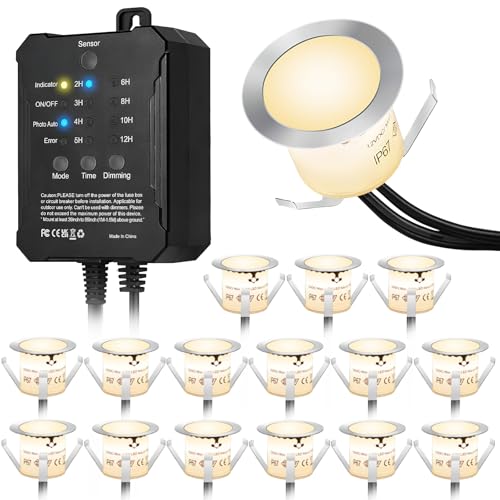 Recessed Deck Stair Lighting with Timer Photocell Sensor Transformer (16 Count)