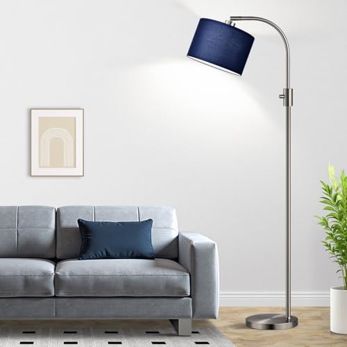 Upgraded Modern Arc Dimmable Tall Standing Floor Lamp with Blue Shade