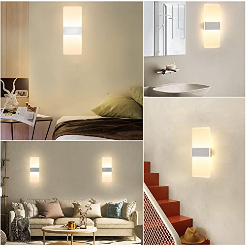 Dimmable Modern Acrylic LED Wall Sconces 12W Warm White (2 Count)