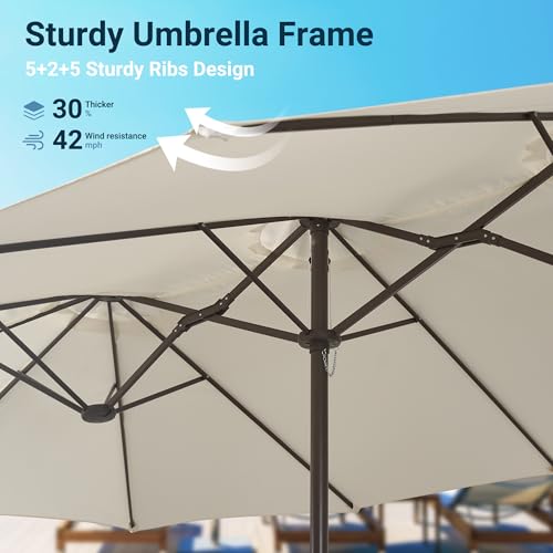 15 Ft Double Head Umbrella Outdoor Patio With Base