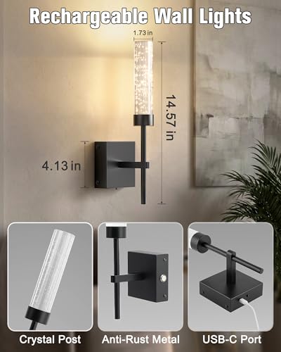 Crystal Inspired Bubble Wireless Wall Sconces (2 Count)