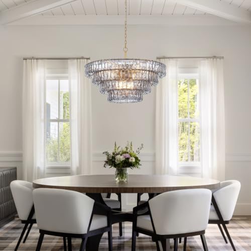 Dia 35.75 Inches Modern Smoke Gray Glass Chandelier for Dining Room