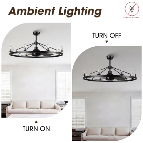 36" Wagon Wheel Ceiling Fan with Light