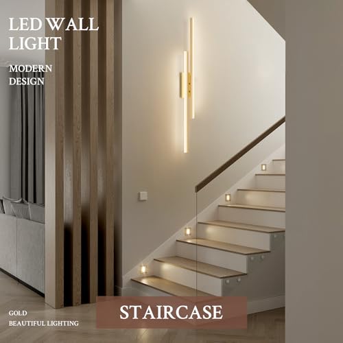 LED Wall Sconce Gold Modern Remote Wall Light Fixtures for Living Room