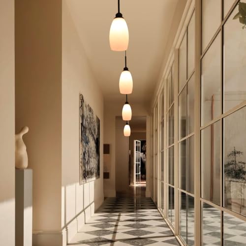 3 Lights Industrial Pendant Light with Glass Shade Matte Black Pendant Lighting Adjustable Industrial Retro Style Hanging Light