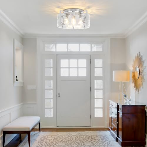 Modern Brushed Nickel Semi Flush Mount Ceiling Light 4 Lights Ceiling Lamp