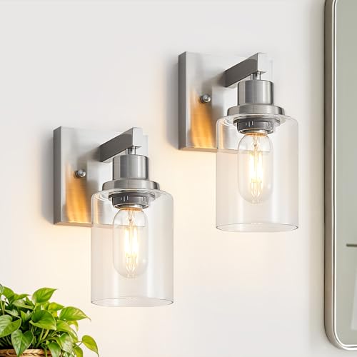 Bathroom Wall Sconce Set of 2 Brushed Nickel Bathroom Vanity Light