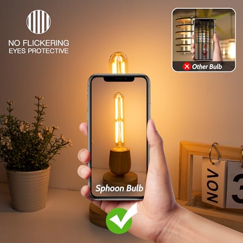 Tubular Light Bulb 7.3IN Dimmable T10 LED E26 6W 60 Watts Edison Bulb Amber (4 Count)