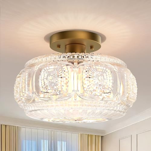 11 Inch Globe Glass Semi Flush Mount Ceiling Light Fixture