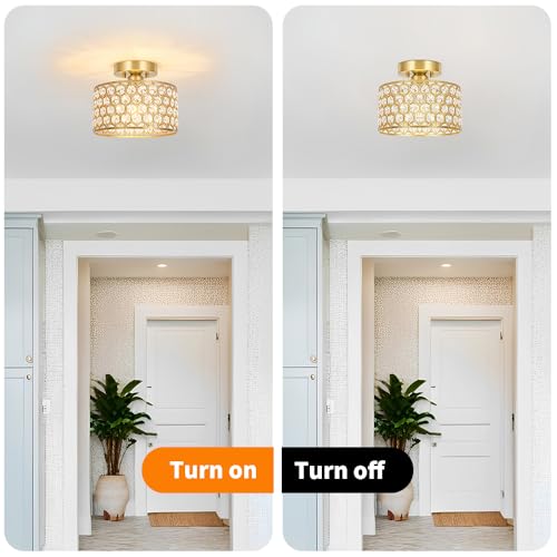 Gold Crystal Ceiling Light Fixture