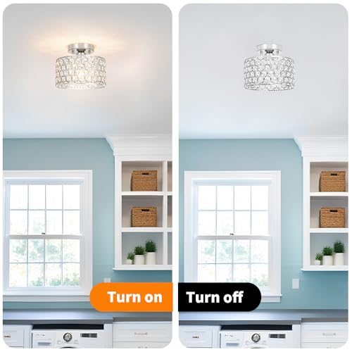 Chrome Crystal Ceiling Light Fixture