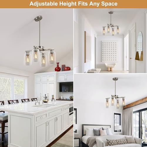 4 Light Modern Farmhouse Brushed Nickel Chandelier