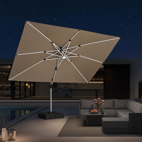 Cantilever Umbrella 9' X 12' Double Top LED Light