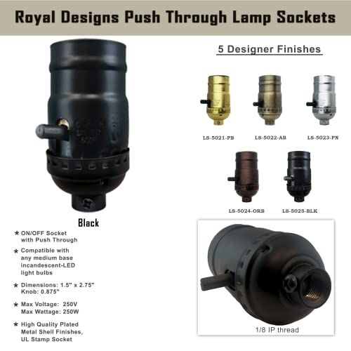 Push Through Lamp Socket for Incandescent or LED Bulbs