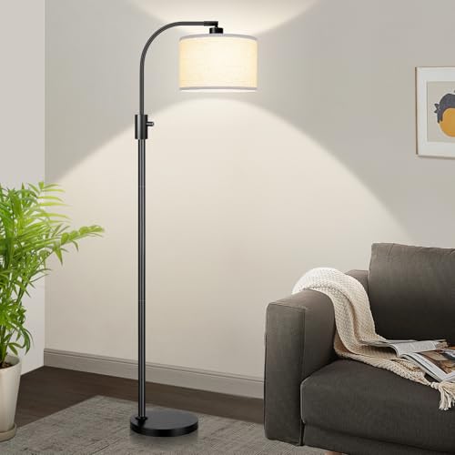 Upgraded Modern Arc Dimmable Tall Standing Floor Lamp with Linen Shade