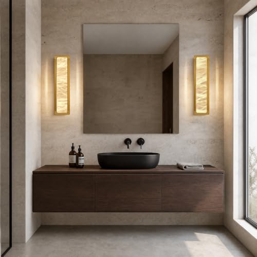 19.7" Brass Alabaster Wall Sconces