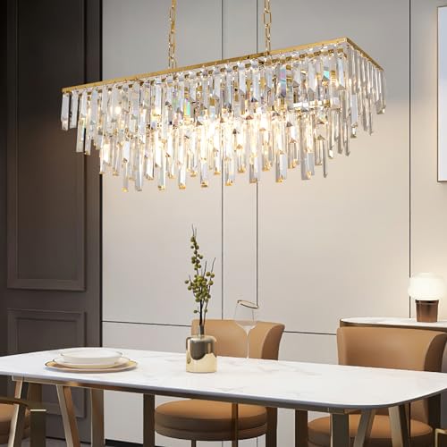 31.5" Modern Rectangle Crystal Chandelier