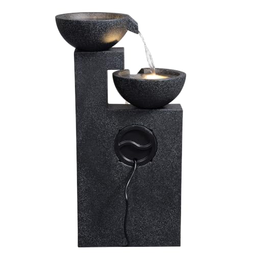 Black Modern Tiered Bowl Fountain