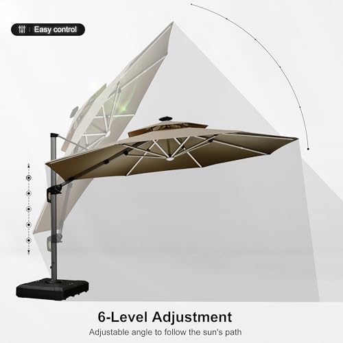 Cantilever Umbrella 12ft Solar LED Light Double Top (12 Feet)
