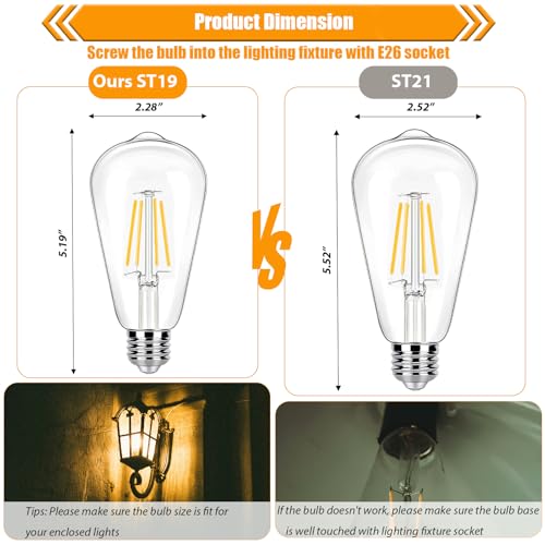 8 Pack Dimmable LED Edison Bulbs 40W Equivalent (8 Count)