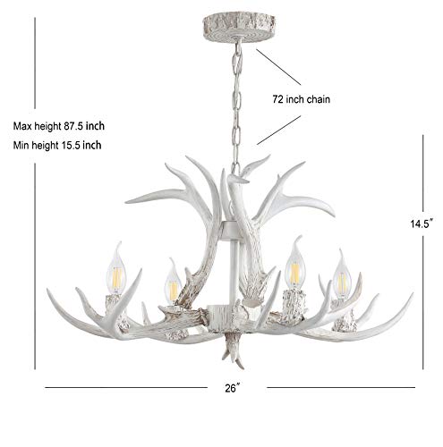 Eldora 4 Light Resin Antler Chandelier 26"