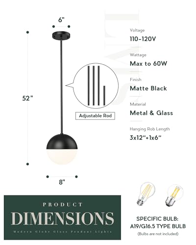 8 inch Black Pendant Lights Kitchen Island