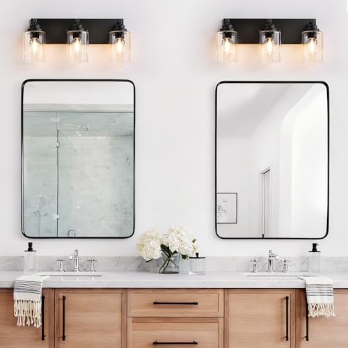 3 Light Matte Black Bathroom Vanity Light