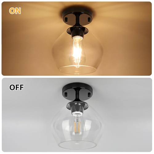 Modern Semi Flush Mount Ceiling Light with Clear Glass Shade