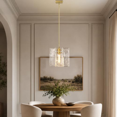 Modern Large Brass Water Ripple Glass Kitchen Pendant Light Fixtures