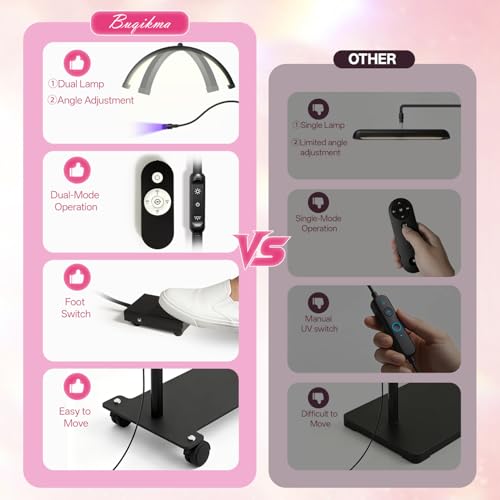 Half Moon Floor Lash Lamp with Curing Light and Foot Pedal
