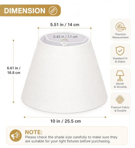 Small clip on Lamp Shades Set of 2 White Linen 5.5" x 10" x 6.6" (2 Count)