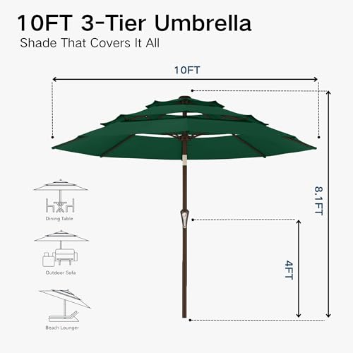 10ft 3 Tier Patio Umbrella