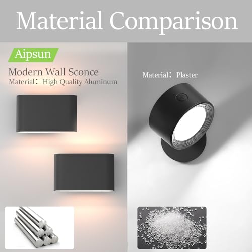 Black Modern LED Wall Sconces 4 Packs Indoor Wall Lights Hardwired Up and Down Wall Mount Light for Living Room Bedroom Hallway Corridor Conservatory Warm White 3000K (4 Count)
