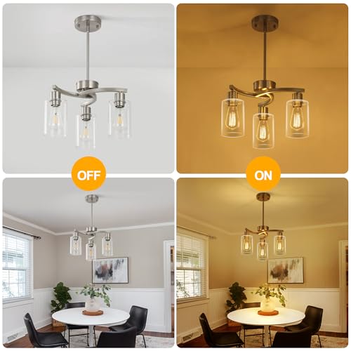 3 Light Brushed Nickel Pendant Lighting for Kitchen Island (3 Count)