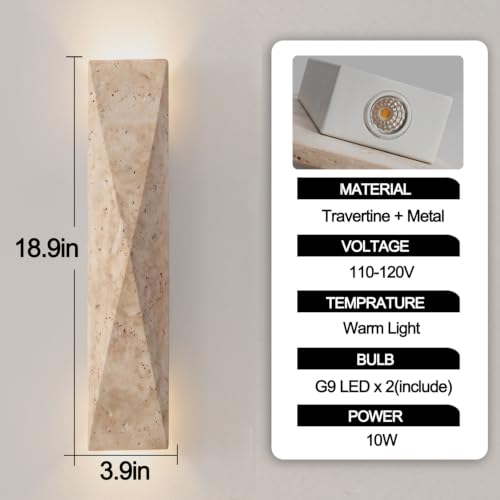 Modern Travertine Wall Sconce
