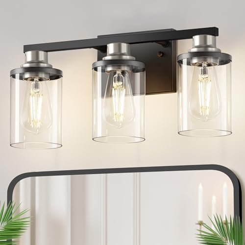 17 Inch 3 Light Black Nickel Bathroom Vanity Light