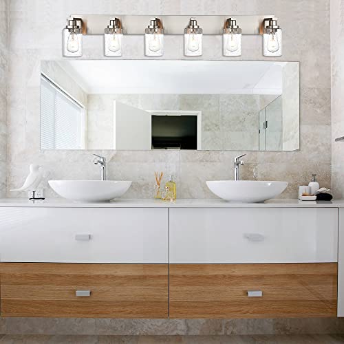 Bathroom Light Fixtures with Seeded Glass Shades