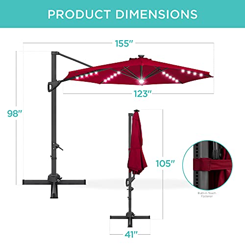 10ft Solar LED Cantilever Patio Umbrella