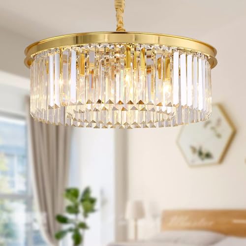 Gold Crystal Chandeliers Modern Contemporary Ceiling Lights Fixtures Pendant Lighting Dining Room Living Room Chandelier D21.6